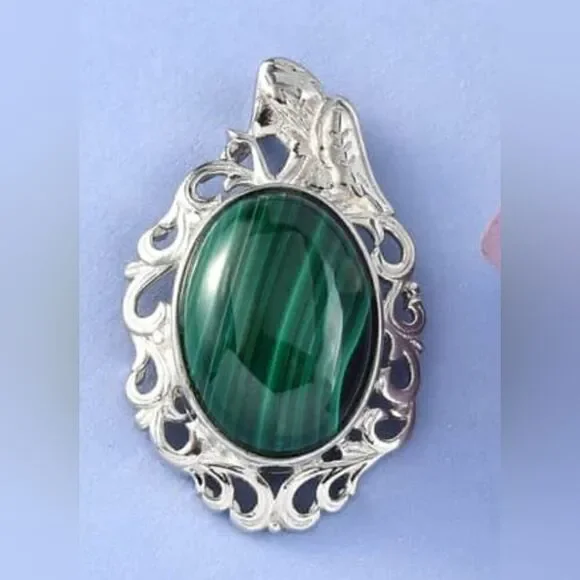 African Malachite Solitare Pendant